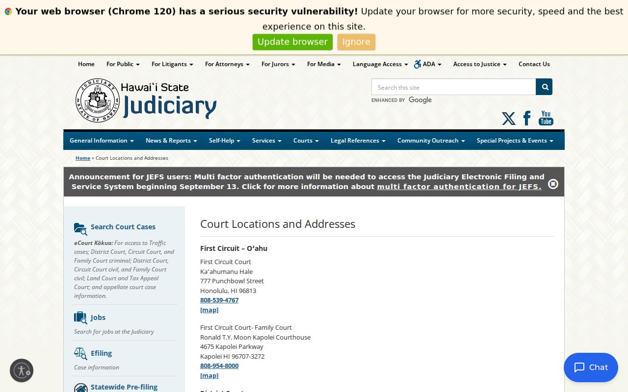 Hawaiʻi Judiciary court locations for Maui County criminal cases