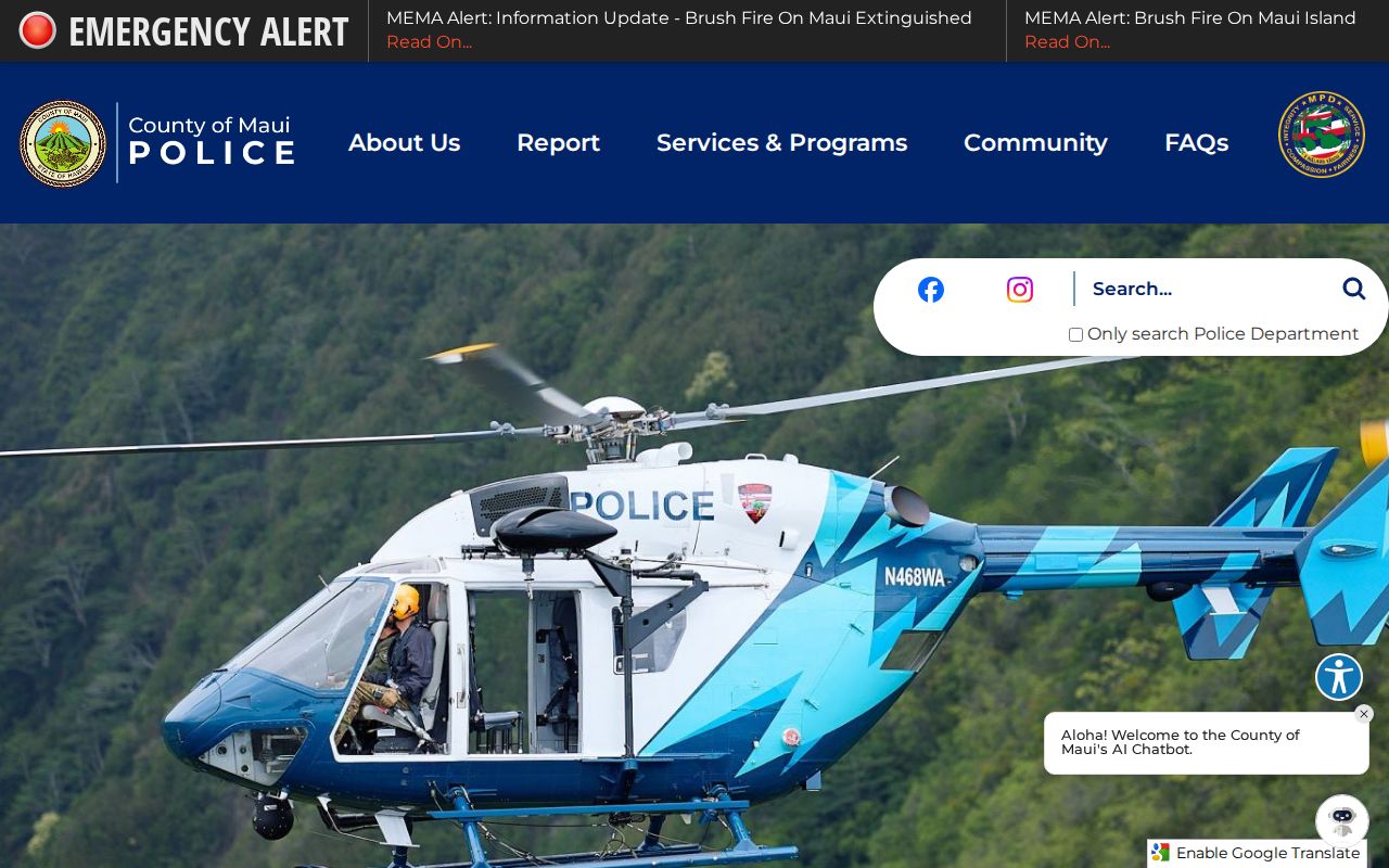 Maui Police Department official records access page